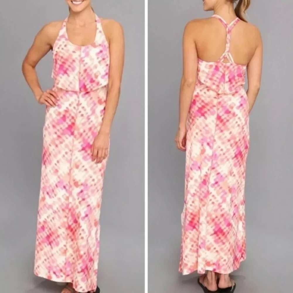 NWT PATAGONIA Folly Beach Dress Women's S Pink Maxi Ruffle Racerback‎ Summer